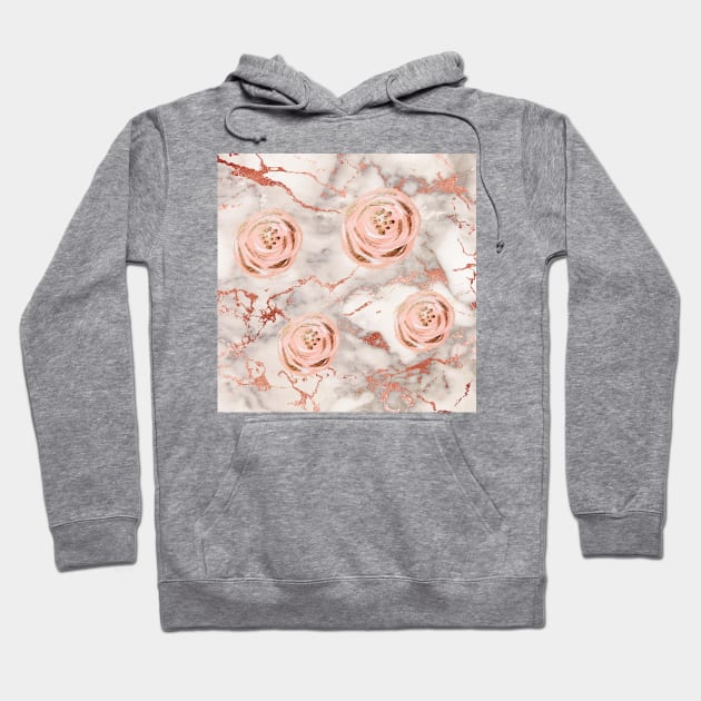 Rose Gold Marble Hoodie by ElenaDanilo